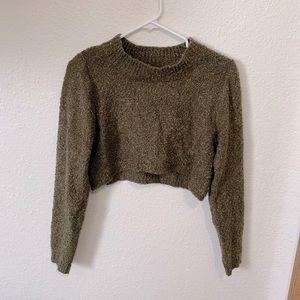 Army green crop sweater